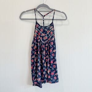 Women's Medium Hollister Racerback Spaghetti Strap Floral Swing Tank